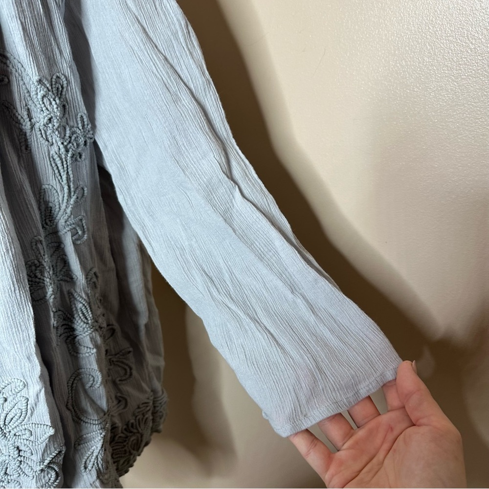 Soft Surroundings Embroidered Boho Tunic Top Light Blue Size 2X - Picture 6 of 9